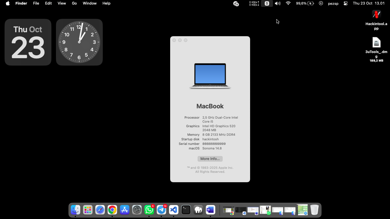 Screenshot macOS Sonoma di ThinkPad x260